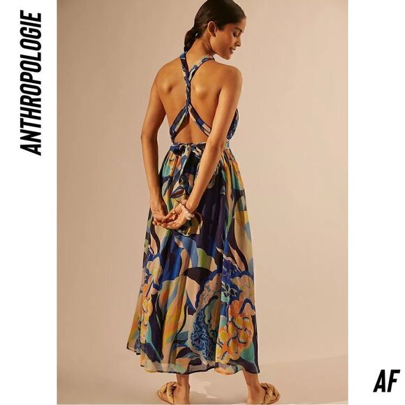 ANTHROPOLOGIE ALEXANDRA FARMER VIBRANT FLORAL PRINT MAXI DRESS NEW SIZE MEDIUM - Picture 8 of 12